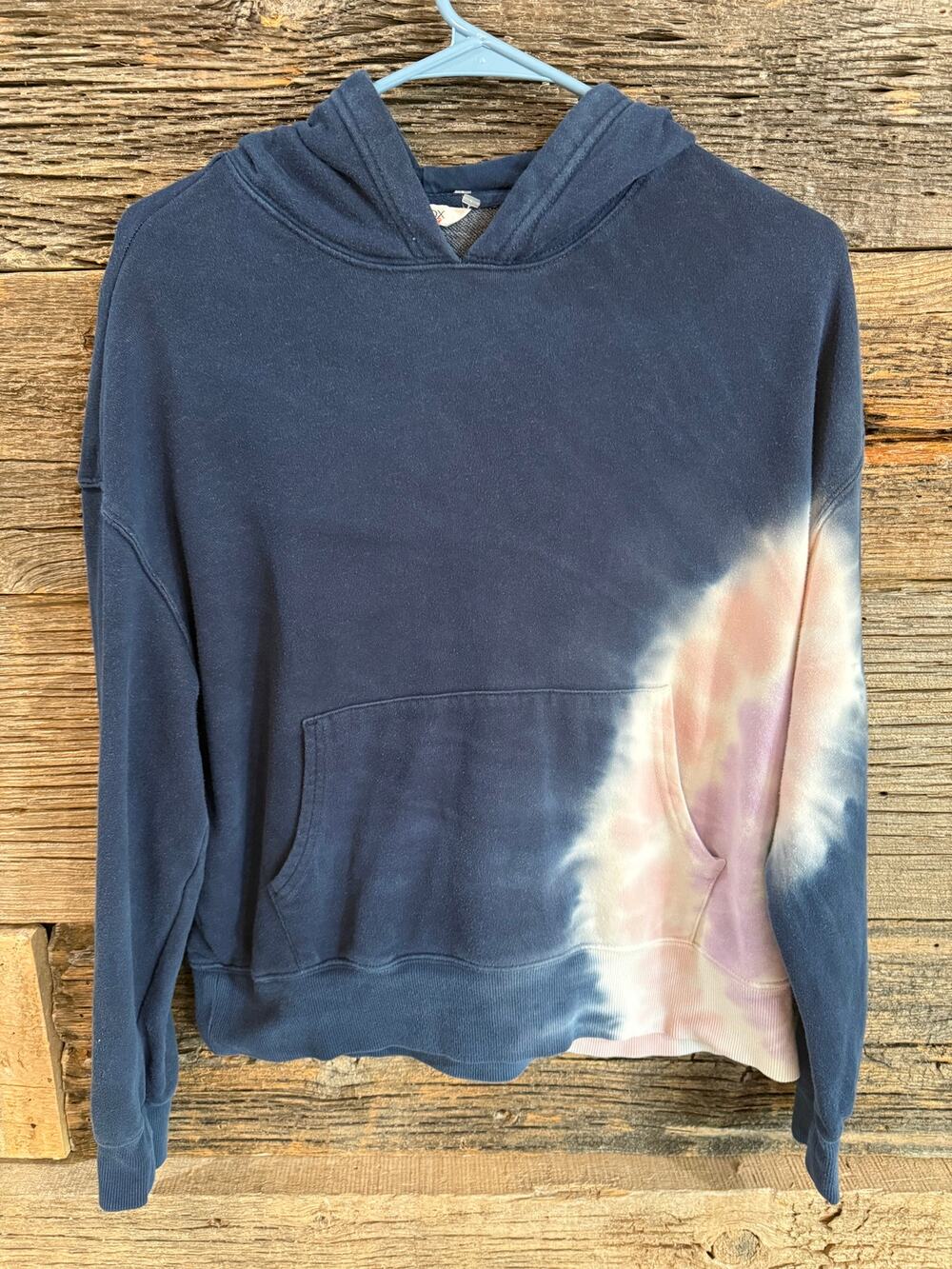 Wildfox Hadley Tie Dye Hoodie Womens Navy Pink Pullover Sweatshirt Boho size L